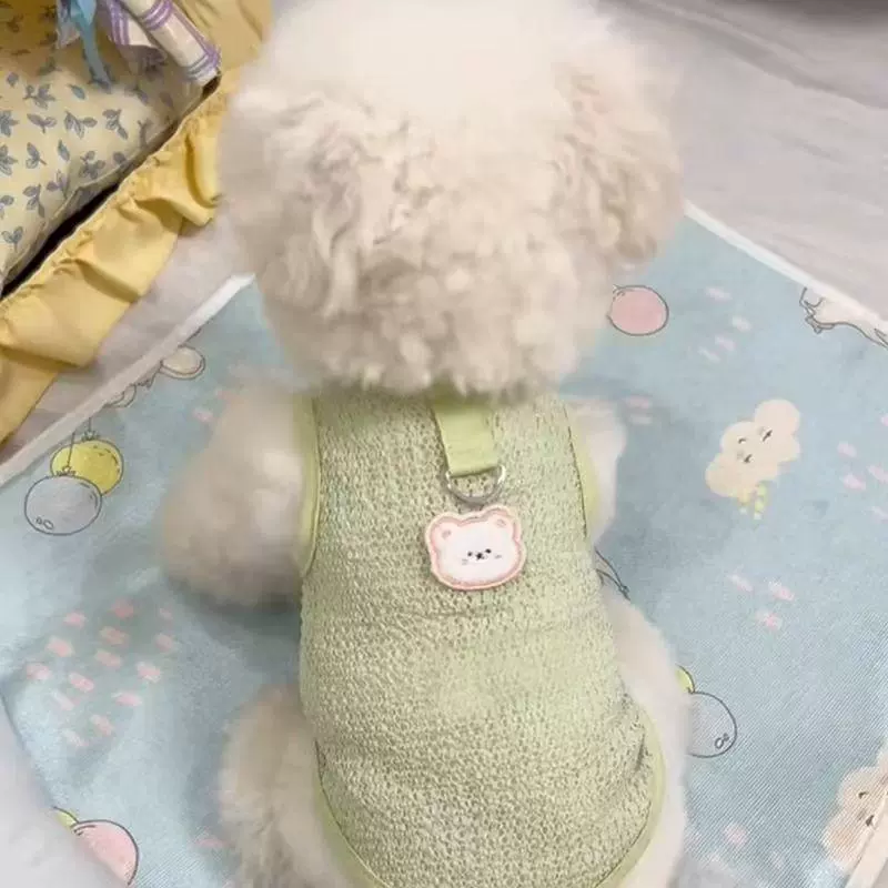 Одежда для собак, весенне-летний новый милый жилет с медвежонком и пряжкой, одежда для собак маленького размера Тедди Бишон йоркширский терьер