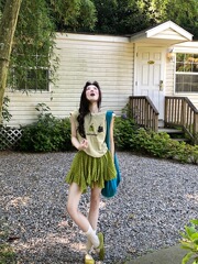 设计感小清新印花T恤女2025夏季新款宽松减龄小众别致chic上衣潮