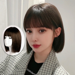 Bobo Wig, Real Hair, Full Headgear Manufacturer Wholesale, Fashionable Bangs, One-Size-Fits-All Short Hair Wig Bobo