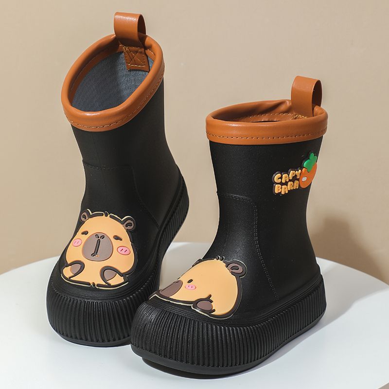 Escuela primaria Capibara zapatos de lluvia para niños, moda lindos impermeables, antideslizantes, bajo tubo medio, zapatos de agua caliente