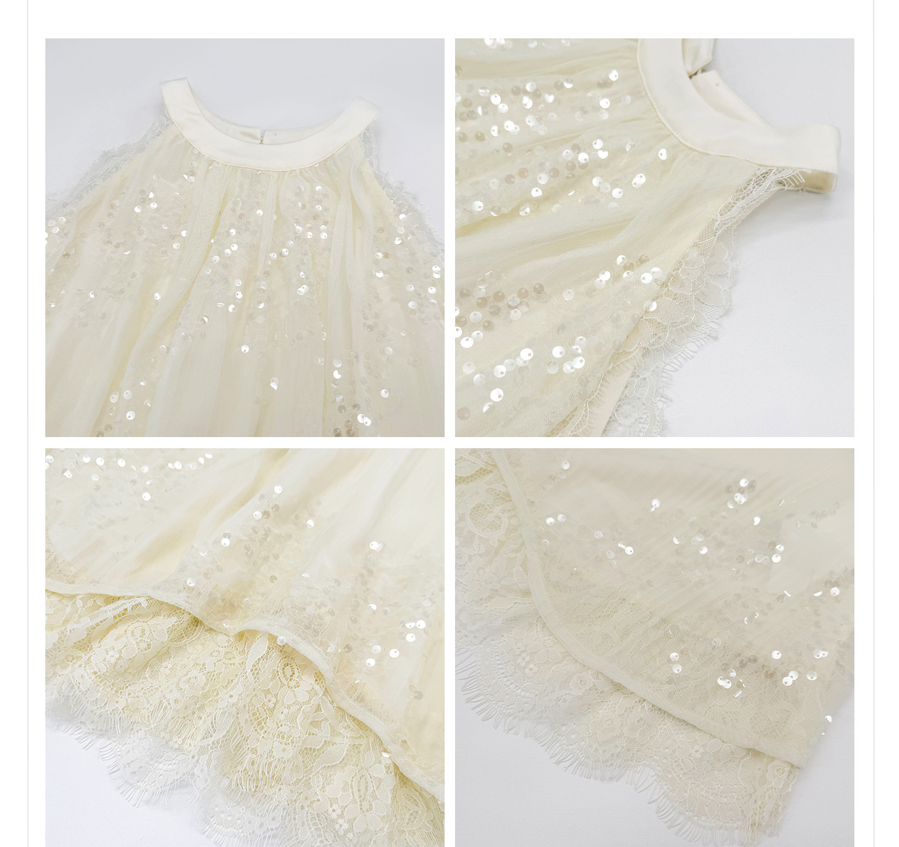 Áo croptop nữ tay ngắn cổ yếm xếp ly đính sequin phối bộ — bộ đồ, nửa váy, Gạo trắng Top chi tiết 14