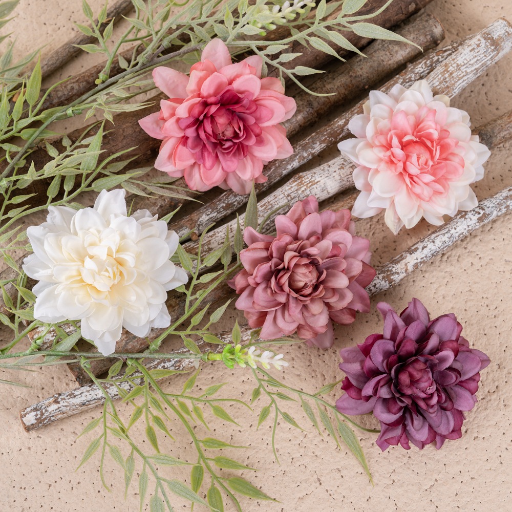 Green Plant Morning Mist Dahlia Flower Head Artificial Flower Manufacturer Fake Flower Wholesale Wedding Decoration Cross-border MW07304