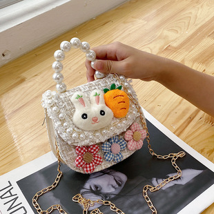 Портативная детская сумка из жемчуга, мультяшная сумка на одно плечо, небольшая сумка для принцессы, милая сумка через плечо, Amazon, в стиле Шанель, оптовые продажи