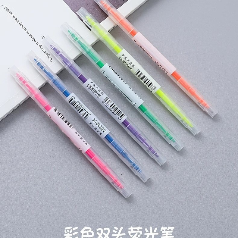 双頭蛍光ペン学生用手帳ペンマーカーカラーマーカー6色絵画ペン文房具卸売り|undefined