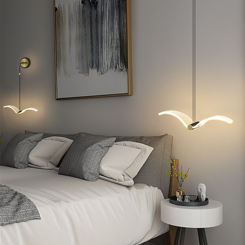 Lámpara de cama de la cabecera de la cama de la pared de la lámpara de la oficina creativa de la personalidad gaviota pequeña cabeza de la lámpara de la oficina simple