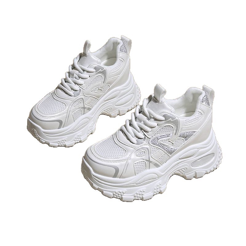 2026 primavera nuevo estilo coreano de moda zapatos de padre mujer altura de suela gruesa red transpirable zapatos deportivos casuales versátiles