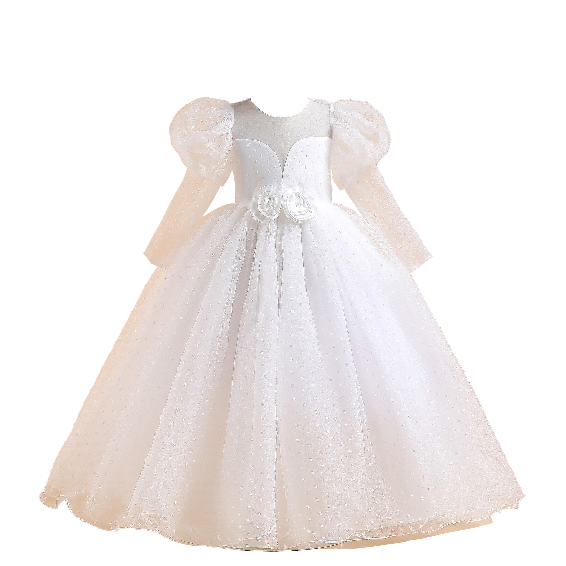 2024 nuevos niños vestido de princesa Vestido de manga de soplo vestido de rendimiento de piano modelo de cumpleaños de la muchacha vestido de noche de pasarela