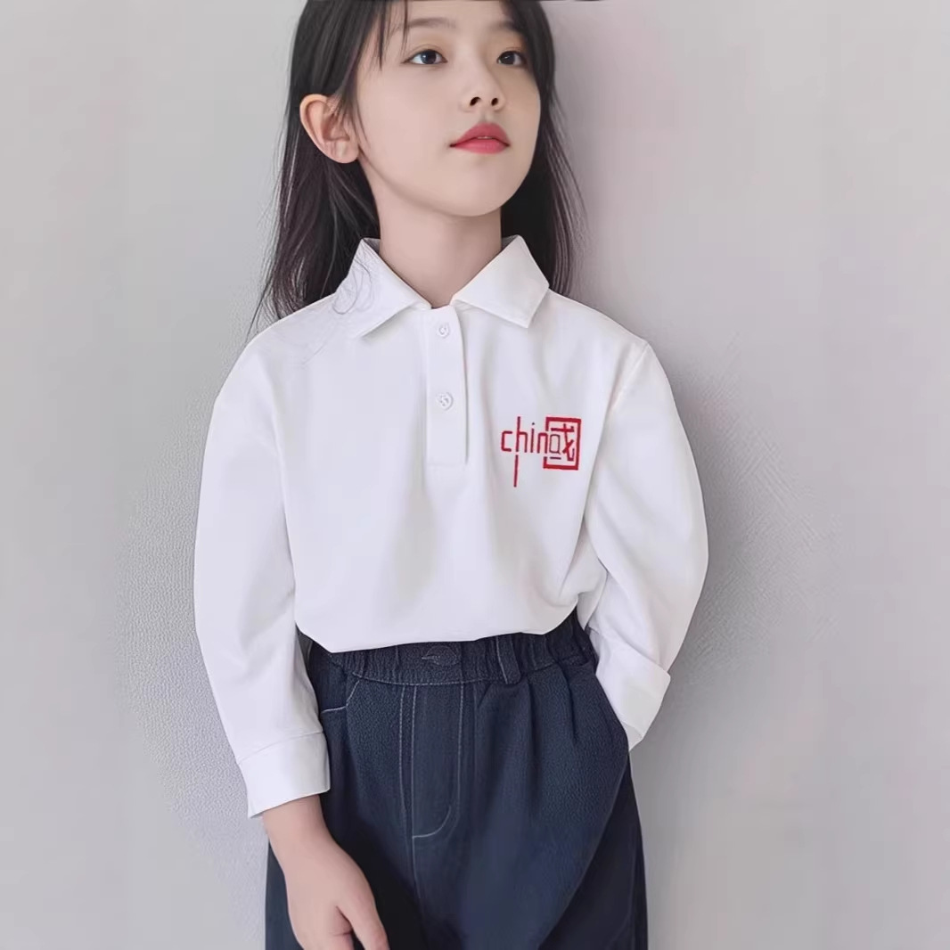 纯棉儿童polo衫春秋新款套头翻领长袖T恤中小童潮流百搭外穿上衣