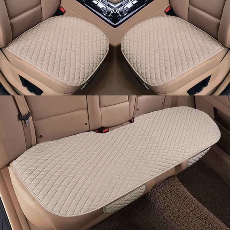 Cubierta del asiento del coche cojín del asiento del coche de una sola pieza de lino cojín del asiento trasero del coche de tres personas cojín del asiento del coche al por mayor y al por menor image 3