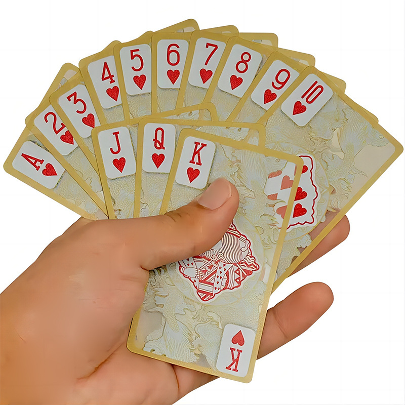 现货扑克牌土豪金边黄金塑料水晶可水洗创意透明金边扑克批发