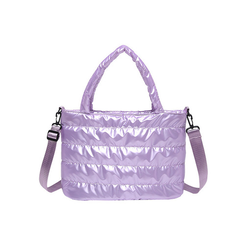 2024 winter casual lazy, foreign style, portable wide shoulder strap, cross-body bag, women's space cotton embroidery thread, large capacity, solid color