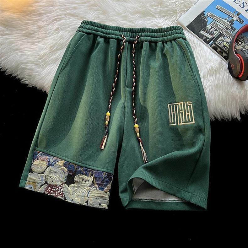 American Retro Heavyweight Shorts for Men, Summer New Design, Niche Patchwork, Loose Fit, 2026 Casual Men's Shorts