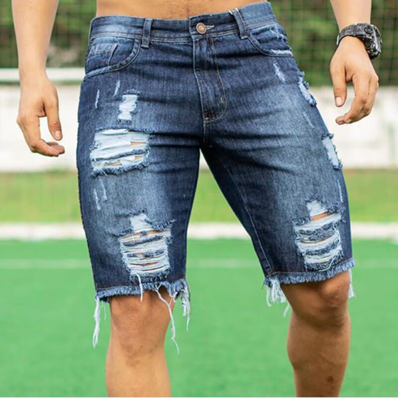 Cross-border European and American Foreign Trade factory direct sales one-piece delivery slim-fit fashion jeans men's shorts