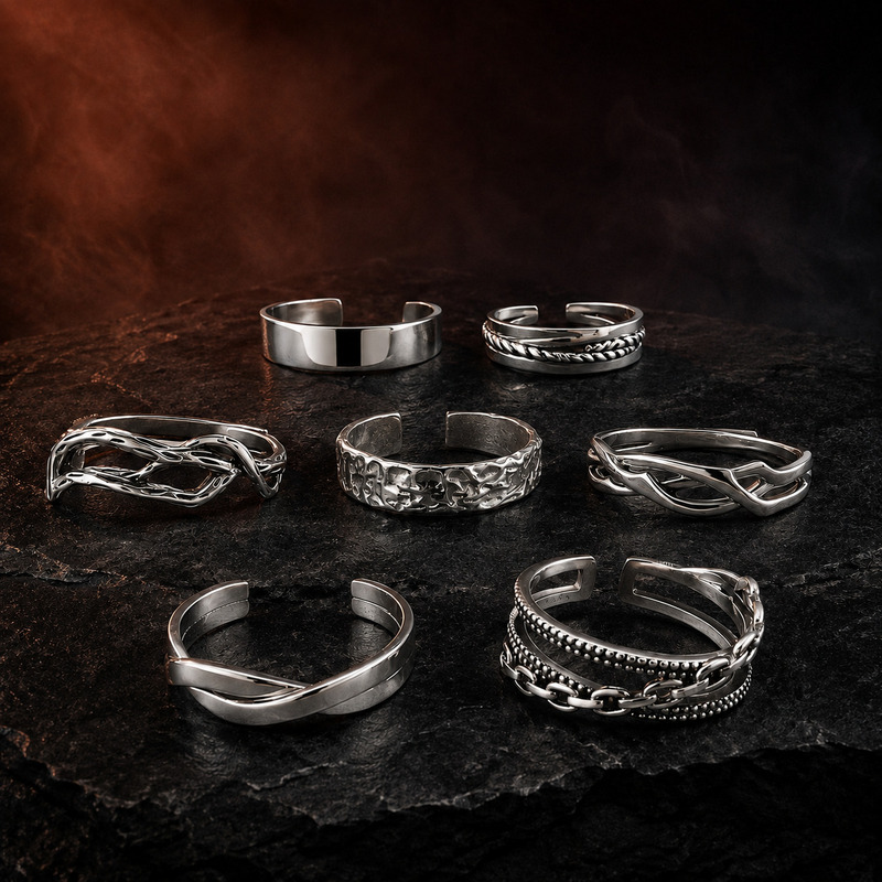 New European and American cross-border stackable men's rings, fashionable, trendy, unique, retro Möbius open ring New European and American cross-border stackable men's rings, fashionable, trendy, unique, retro Möbius open ring
