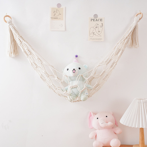 Nordic Toy Net Pocket Plush Toy Handwoven Lace Hammock Bohemian Tapestry Children's Room Wall Collection