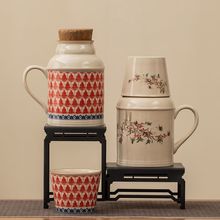 汝窑小暖壶马克杯带手柄带盖陶瓷焖茶杯中式大容量保温瓶办公杯子