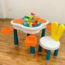 积木桌多功能儿童拼装玩具兼容大颗粒宝宝玩具桌益智游戏桌男孩