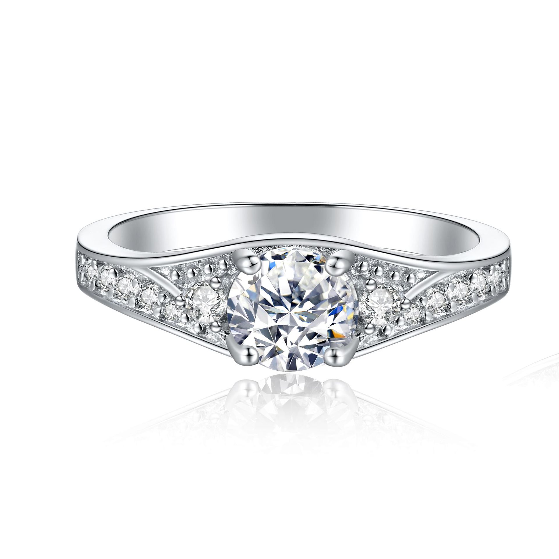 Cross-Border Jewelry S925 Sterling Silver Ring Women's Niche Stacking Set Ring Zircon Ring European and American Fashion Ring