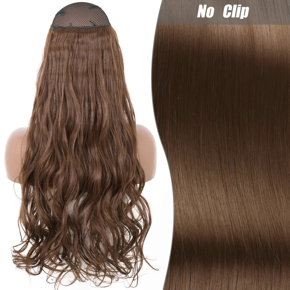 Una pieza de pelucca europea y americana ajusta el cabello rizado largo de las mujeres ondas grandes extensiones de fibra química de cabello de línea de pescado clip cabello