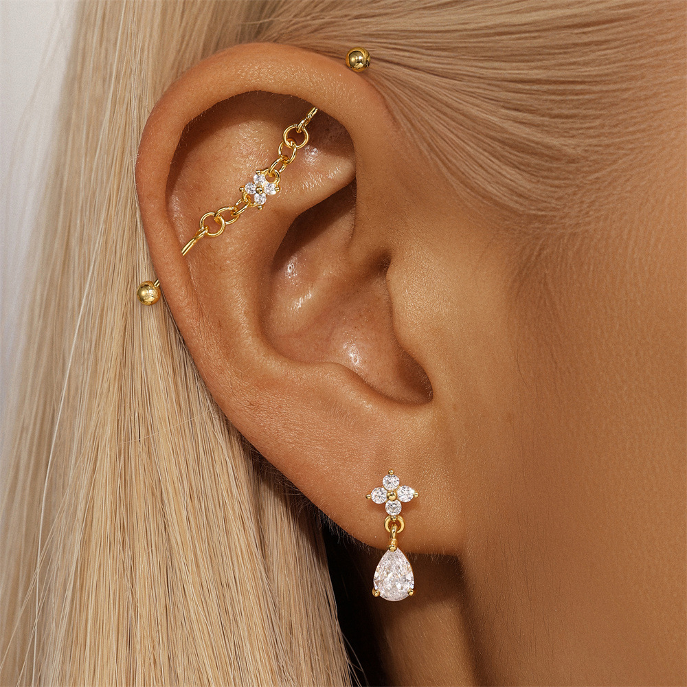 3g Weight Zircon Inlay Material Ear Studs Classification Ear Cartilage Rings & Studs Piercing Type 1 Piece Quantity Daily, Festival Occasion 925 Sterling Silver Material Geometric Pattern Unisex Gender Inlay Design Simple Style Style 1 Piece 925 Sterling Silver Zircon Geometric Ear Studs 11