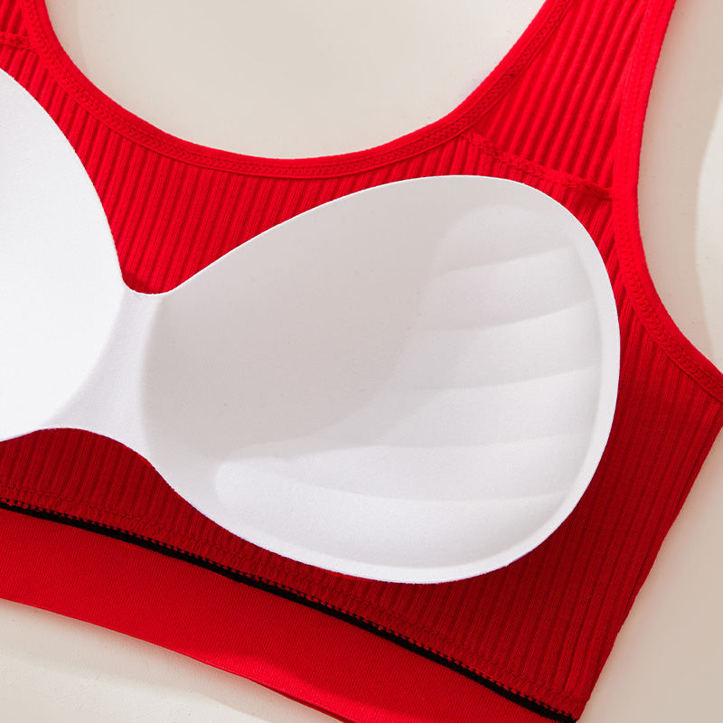Cross-border belleza de la ropa interior de espalda, sujetador deportivo con rosca de tornillo, absorción de sudor, transpiración, uso exterior con cinturón de algodón para limpiar el pecho
