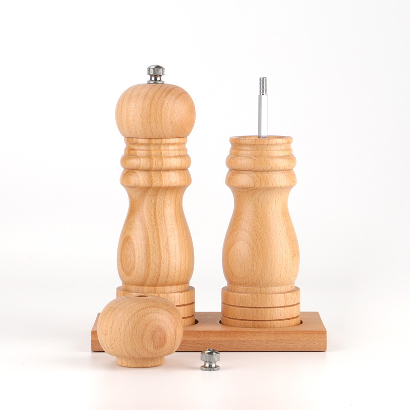 Molinillo de madera de madera real multifunción manual molinillo de pimienta negra molino de especias botella de condimento de cocina