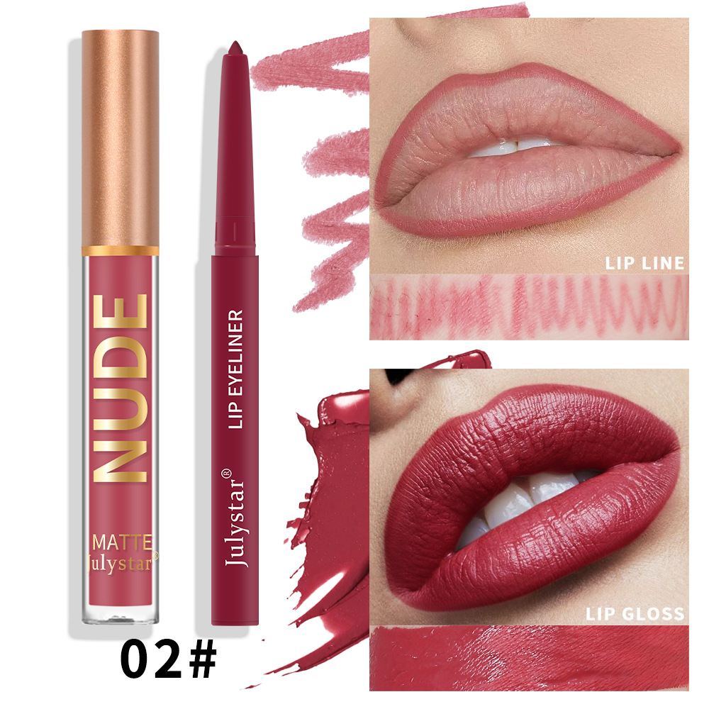 Julystar Makeup bestseller Non-stick cup mouth red pen Cross-border European and American waterproof long-lasting matte lip gloss lip liner pen undefined