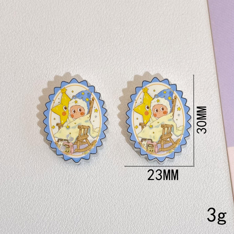 泡泡小呆星亚克力印花散珠串珠diy手机链钥匙扣串珠包挂饰品配件|undefined