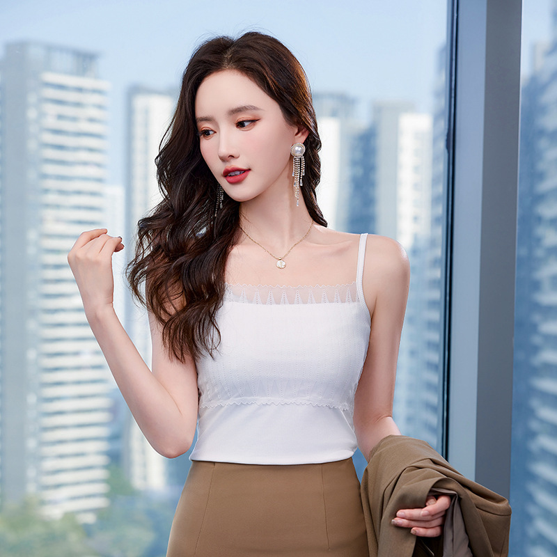White Lace Camisole Women's Spring and Summer New Slim-fit Slimming Suit Inner Strapless Sleeveless Top Outer Wear