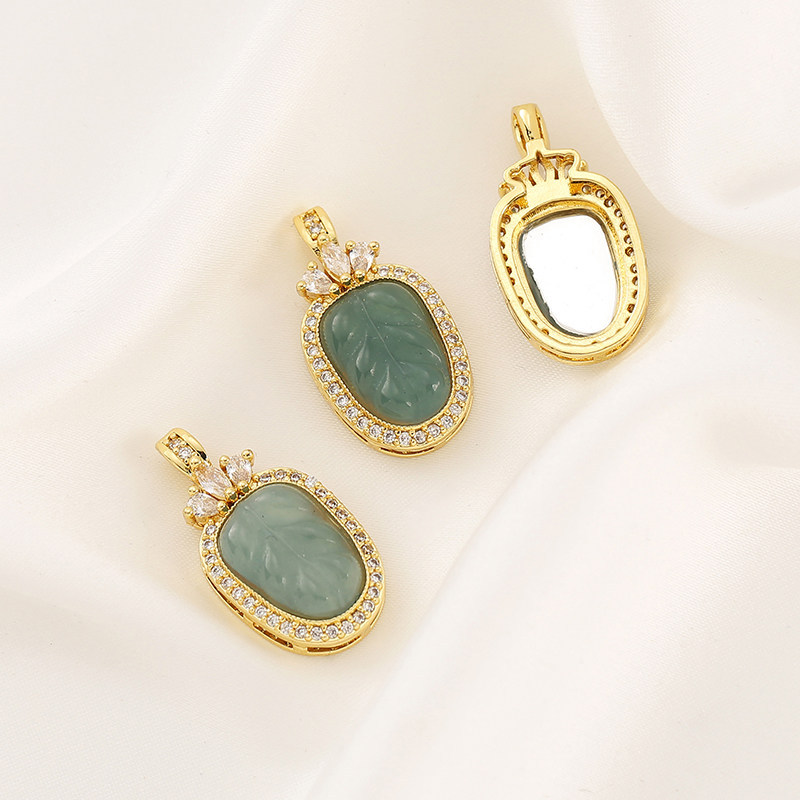 Inlaid with Natural Blue Water Jade, Gold-Plated Gourd Round Beads, Barrel Beads, Spacer Beads, Pendant DIY Bracelet Necklace Jewelry Accessories