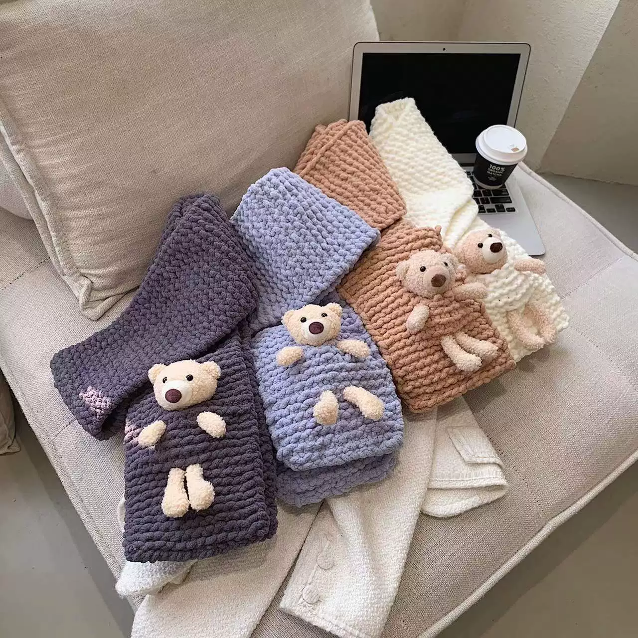 Карманный шарф с медведем, сделай сам, материальная сумка, толстая полоска льда, шерсть, ручная работа для подружек и подружек, праздничные подарки