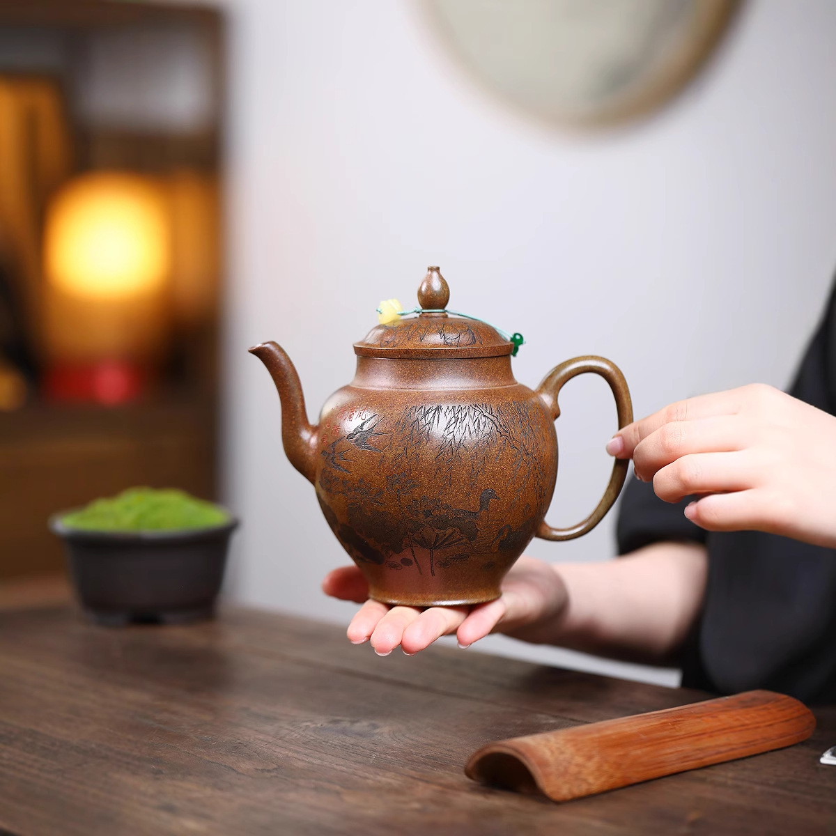 橄榄壶沉香泥特高温柴烧手工茶壶宜兴紫砂壶家用大容量650cc茶具