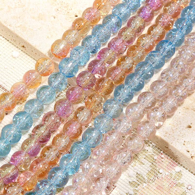 10Mm【Fireworks】Imitation Cracked Glass Beads DIY Handmade Beaded Bracelet Loose Bead Accessories