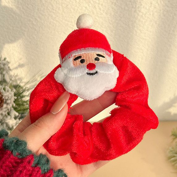 Galletas de ciervo de dibujos animados Accesorios para el cabello de Navidad transfronterizos Cuerda para el cabello tejida Anillo para el cabello de intestino grueso Vestir personas Tombros lindos de felpa