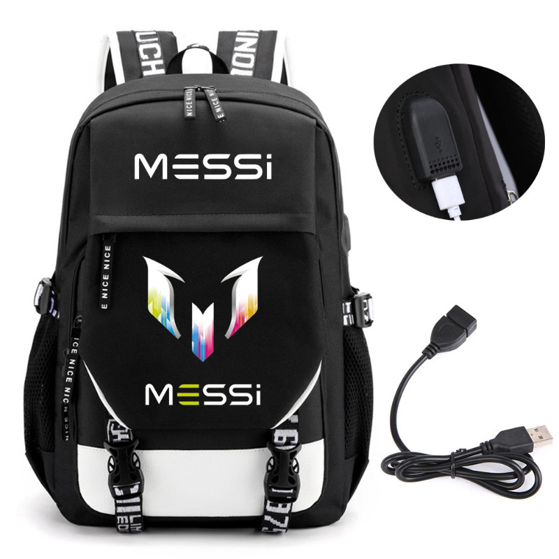 Estrellas de fútbol transfronterizas mochila perimetral mochila de computadora USB de gran capacidad para adolescentes bolsas escolares
