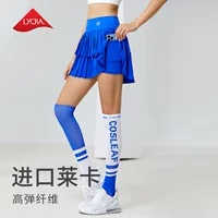 Анти-легкая юбка Короткая поддельная две бег юбка летняя быстрюхая сумка с карманом, покрывающий бедра дышащий спорт йога юбка
