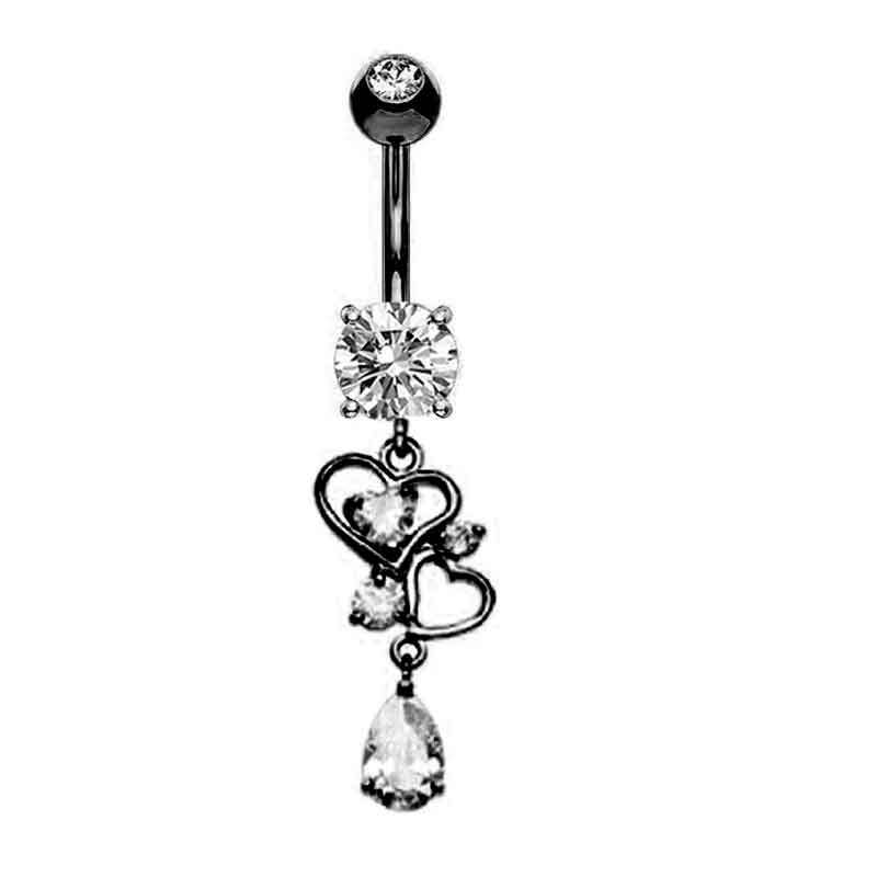 Heart Moon Navel Ring 316L Surgical Steel Belly Button Ring Dangle Planet detail image 7