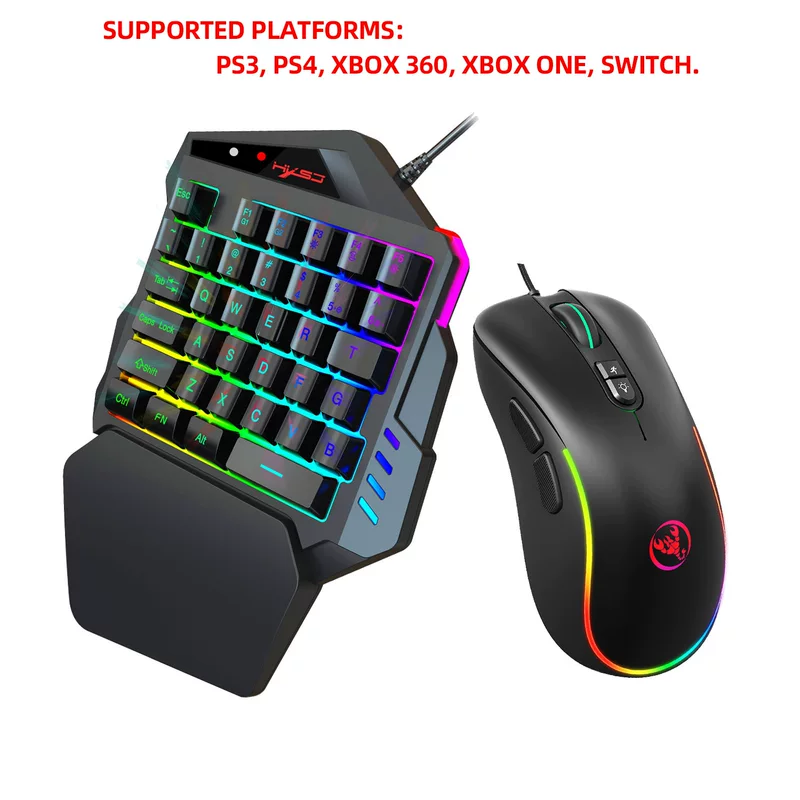 Комплект клавиатура с подсветкой 35 ключей RGB и мышь игровой набор с встроенным конвертером, подходящий для PS3 PS4 Xbox