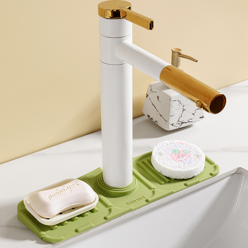Tapete de silicona para escurrir, para almacenamiento en el fregadero del grifo de la cocina, tapete para jabón y vasos, dispositivo de drenaje.