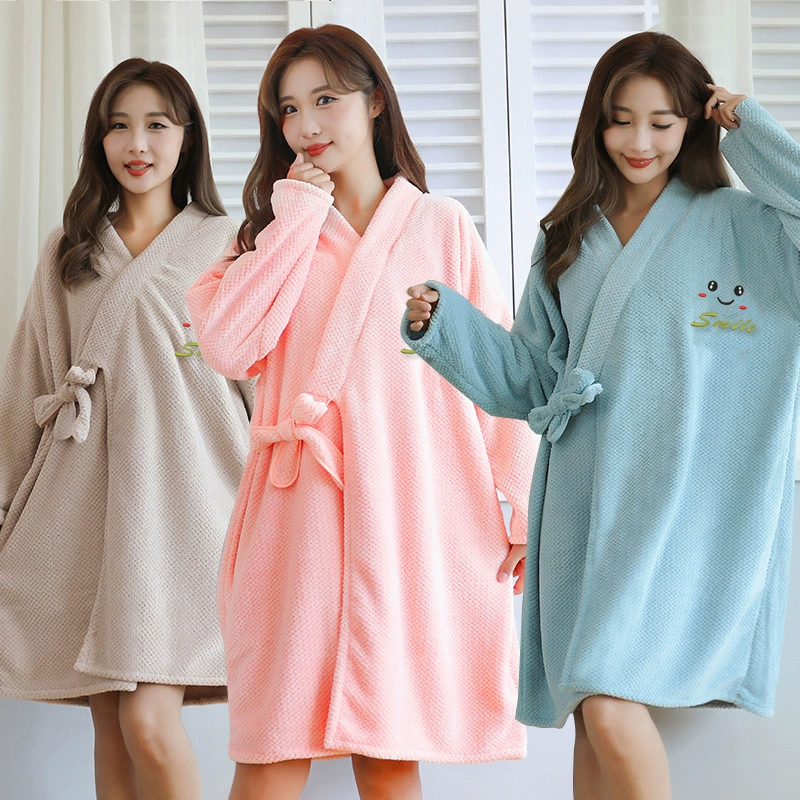 Новый халат из кораллового флиса можно носить банное полотенце для взрослых, быстросохнущая банная юбка плюс толстые взрослые мужчины и женщины
