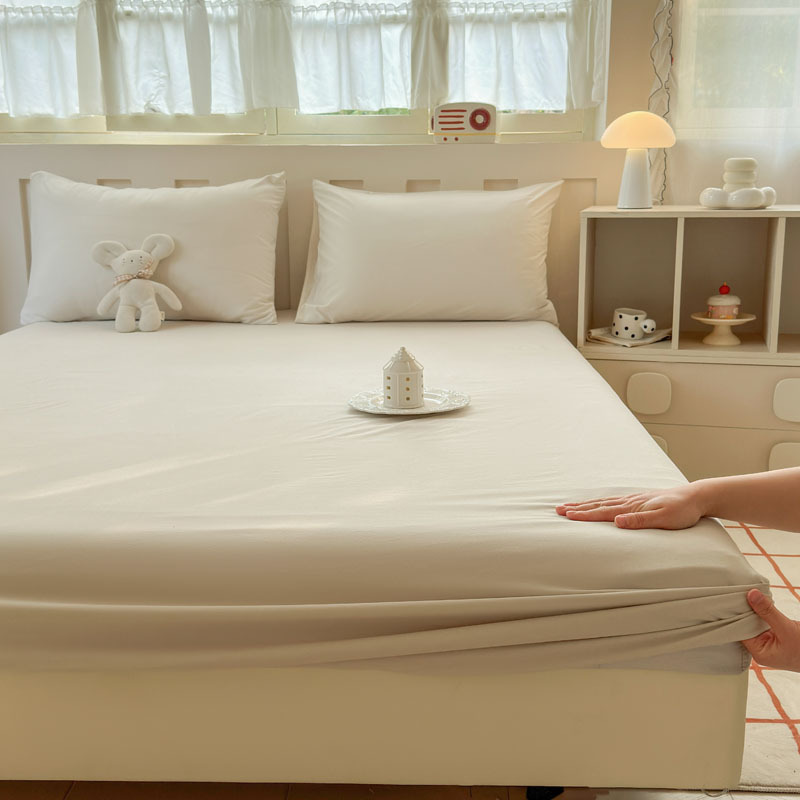 2025 nuevo estilo japonés color sólido viento sin impresión tipo A leche algodón lavado súper suave sábana de una pieza funda de almohada