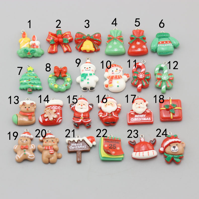 Accesorios de la joyería de bricolaje 2024 nueva resina árbol de Navidad Santa Claus muñeco de nieve SERIE DE Navidad colgante