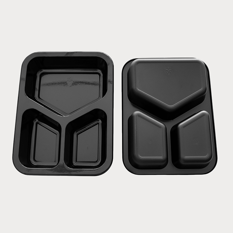 Three-compartment and four-compartment CPET takeout food containers, disposable food containers, three-compartment takeout food packaging boxes, fruit compartment packaging