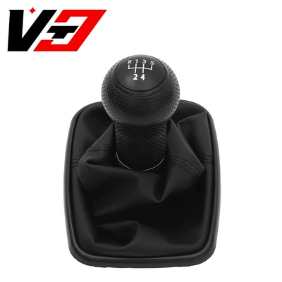 Suitable for Volkswagen Golf 4 Gear Lever Handball Shift Handball Mk4 Gear Head Bora 5/6 Gear (Cab and accessories) - black-cover-silver-ring-5-speed