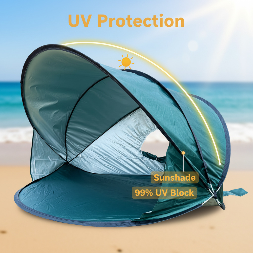 【Cross-Border Hot Item】2-3 Person Quick-Open Beach Grass Lawn Tent, Sun-Proof, Wind-Proof, Easy to Fold and Carry, Suitable for Camping