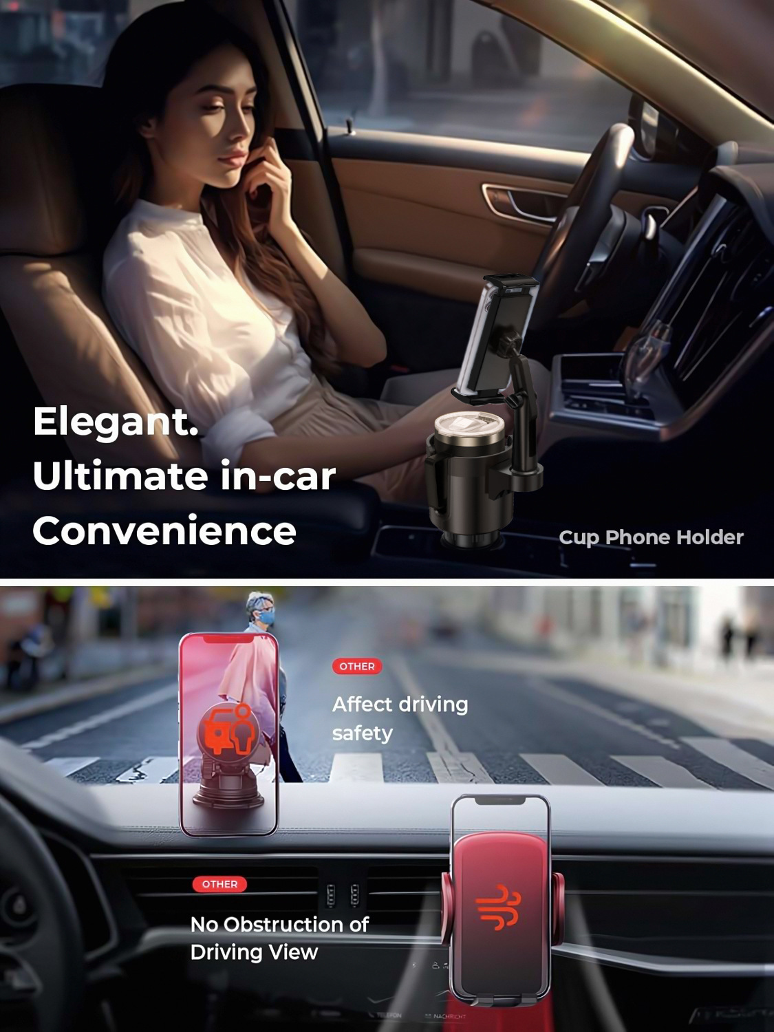 Car mobile phone water cup holder multi-functional water cup holder car mobile phone air outlet holder two-in-one beverage holder
