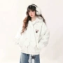 保暖加厚宽松条纹棉服