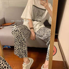 ins网红睡衣女夏短袖卡通长裤两件套装韩版可爱学生史努比家居服