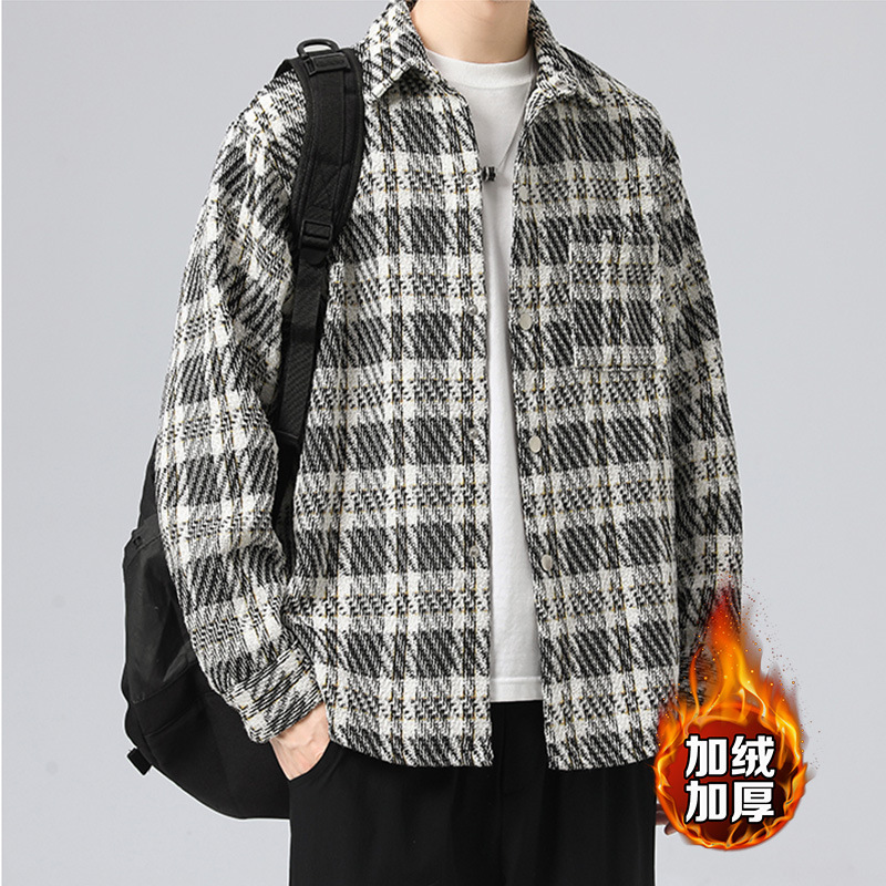 青少年コート男性春秋タイプ高校生小香風格子シャツ男性ハンサムジャケット男性服