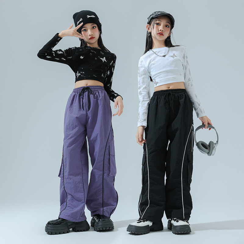 소녀 스트리트 댄스 의상 어린이 힙합 라틴 댄스 슬림 핏 달콤한 쿨 패션 의상 세트 재즈 댄스 의상 공연 의상